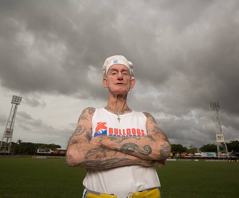 BE MORE BULLDOG: Portland's Gary Hincks has been to 972 consecutive Bulldogs games and will be at the MCG cheering them on in their first grand final appearance in 55 years. Picture: Glenn Campbell