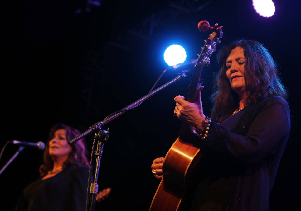 TOGETHER AGAIN: Folk legend Mary Black and Artist of the Year Marcia Howard on stage at the 40th Anniversary concert. Picture: Rob Gunstone