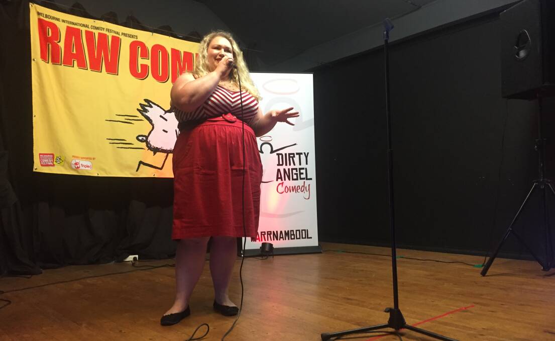 Open mic: Donna Read on stage at the 2017 RAW Comedy heat in Warrnambool. Budding comedians have the chance to impress the judges again at this year's heat on Sunday.