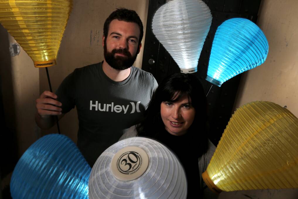 Shine a light: South West TAFE students Paul Draffen and Tanya Waterfall are helping to organise Warrnambool's Light The Night event to raise money for the Leukaemia Foundation. Picture: Rob Gunstone