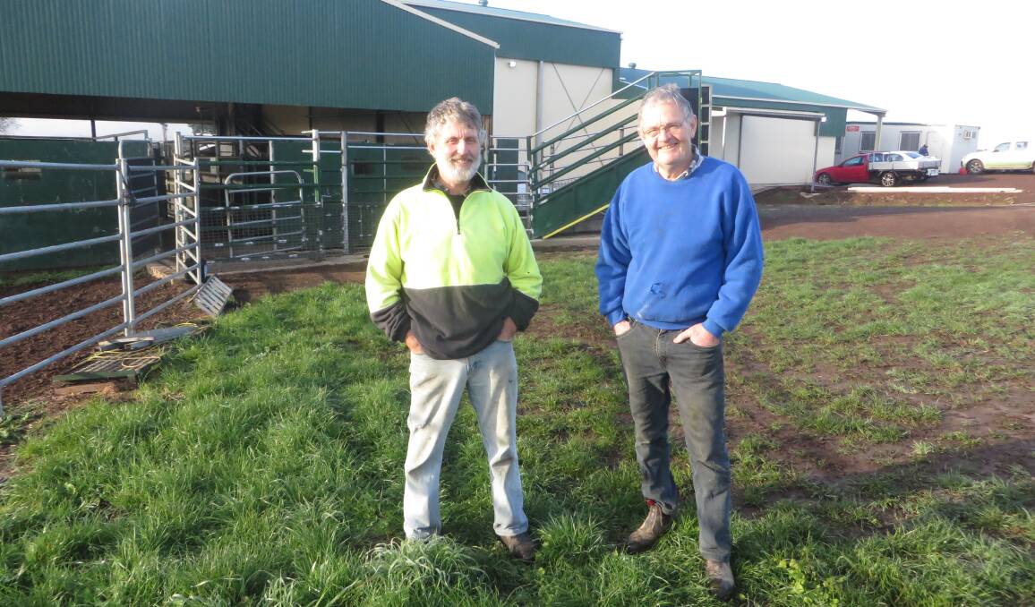 New direction: Yarra Valley deer farmers Andy Cowan and Ken Lang check out the facilities at Koallah Farm, near Camperdown.