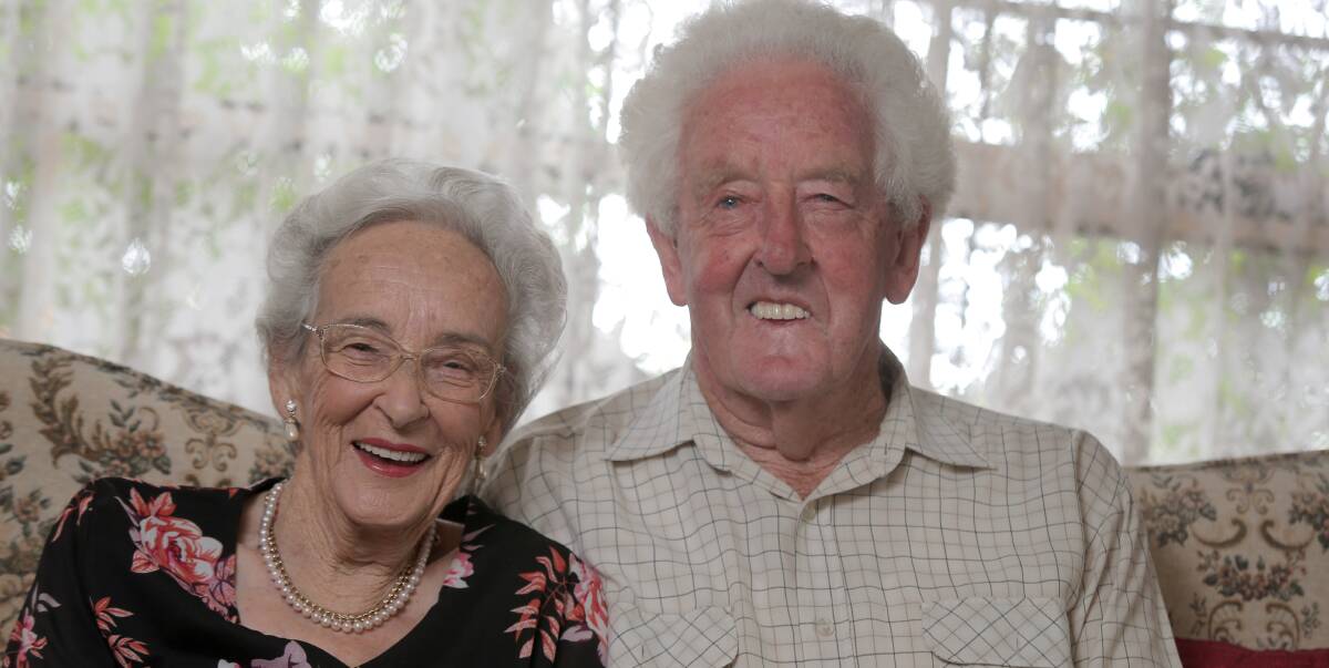 Enduring love: Marie and Ernie Rentsch, from Warrnambool, are celebrating their 65th wedding anniversary this weekend. They wed in the Hamilton Lutheran Church on February 6, 1951. Picture: Rob Gunstone