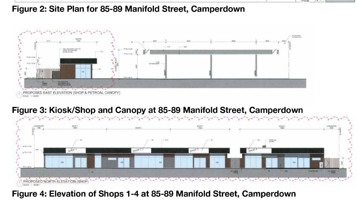 Plans for the Camperdown service station and shop development.
