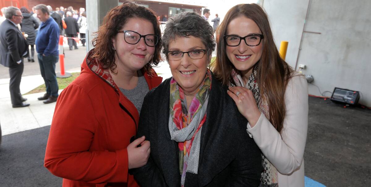 Vicki Jellie with daughters Erin and Sarah at the opening of the cancer care centre.  Picture: Rob Gunstone