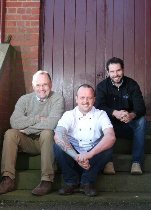 WINTER FUSION: Big Life project's Michael Barling, chef Christopher Grace and Warrnambool chaplaincy's Sean Kenny. Picture: Vicky Hughson