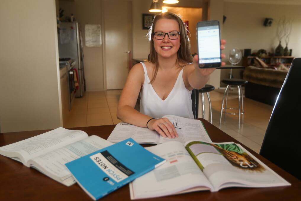 Ready for the future: After working hard all year, Cobden's Chey Beaver is looking forward to receiving her ATAR score tomorrow morning via the new app. Picture: Morgan Hancock