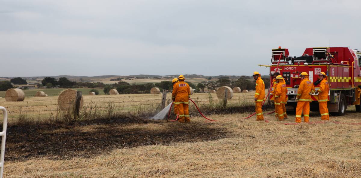 FIRE DANGER: CFA crews quickly brought under control on farmland near Illowa on Wednesday, with fire restrictions coming into effect on Monday.
