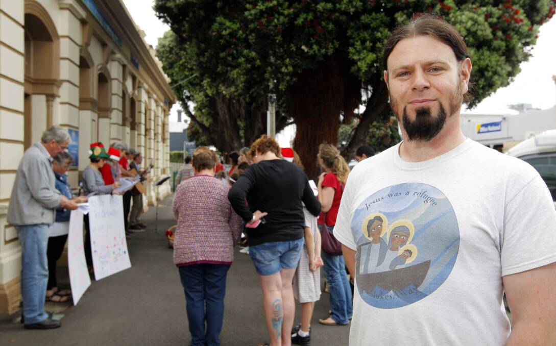 PROTEST: Joel Rothman, from the group Love Makes a Way, is calling for compassion for asylum seekers. Picture: Rob Gunstone.