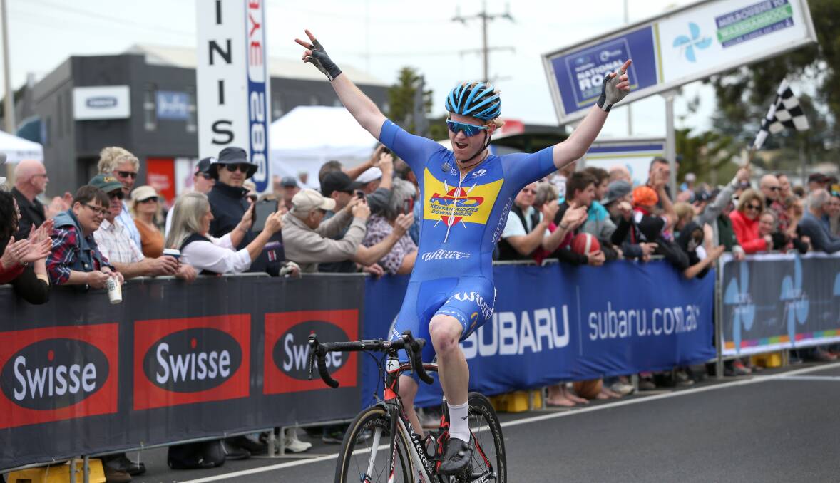 WIN: Individual ride Nathan Elliott takes out the 2016 Melbourne to Warrnambool cycling road race. Picture: Amy Paton
