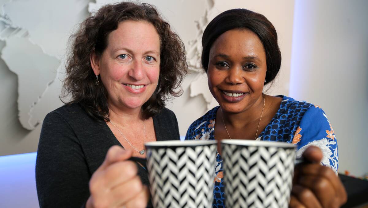 TEA TIME: Afternoon tea organiser Jane O'Beirne and attendee Victoria Anyapara are looking forward to having a cuppa in Wangoom. Picture: Rob Gunstone