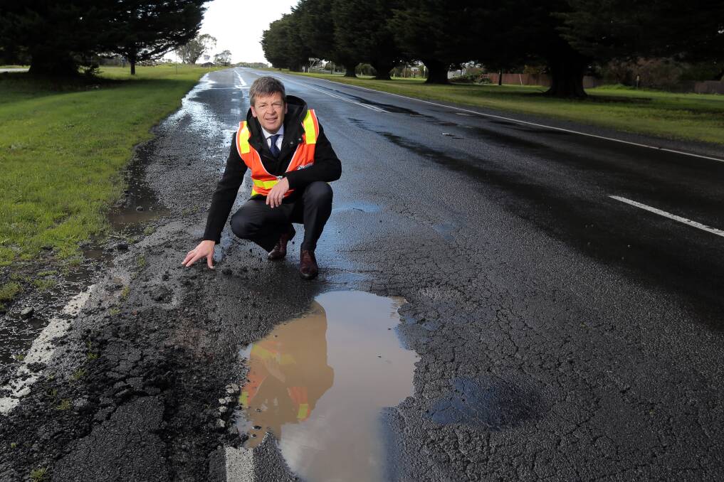 POOR STATE: Minister for Roads and Road Safety Luke Donnellan, pictured in 2016 after he announced a funding package to fix south-west roads. Picture: Rob Gunstone
