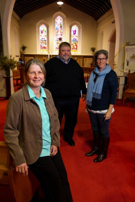 WELL DONE: Anglicare Warrnambool's Louise Serra, Ballarat Diocese Bishop Garry Weatherill and Anglicare Ballarat's Bridget Clarke, celebrate Anglicare's achievements.