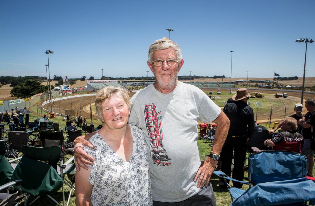 WELCOME BACK: Terry Willimott, with his partner Elizabeth Bailey, has returned to the speedway, after a 30 year absence. Picture: Christine Ansorge