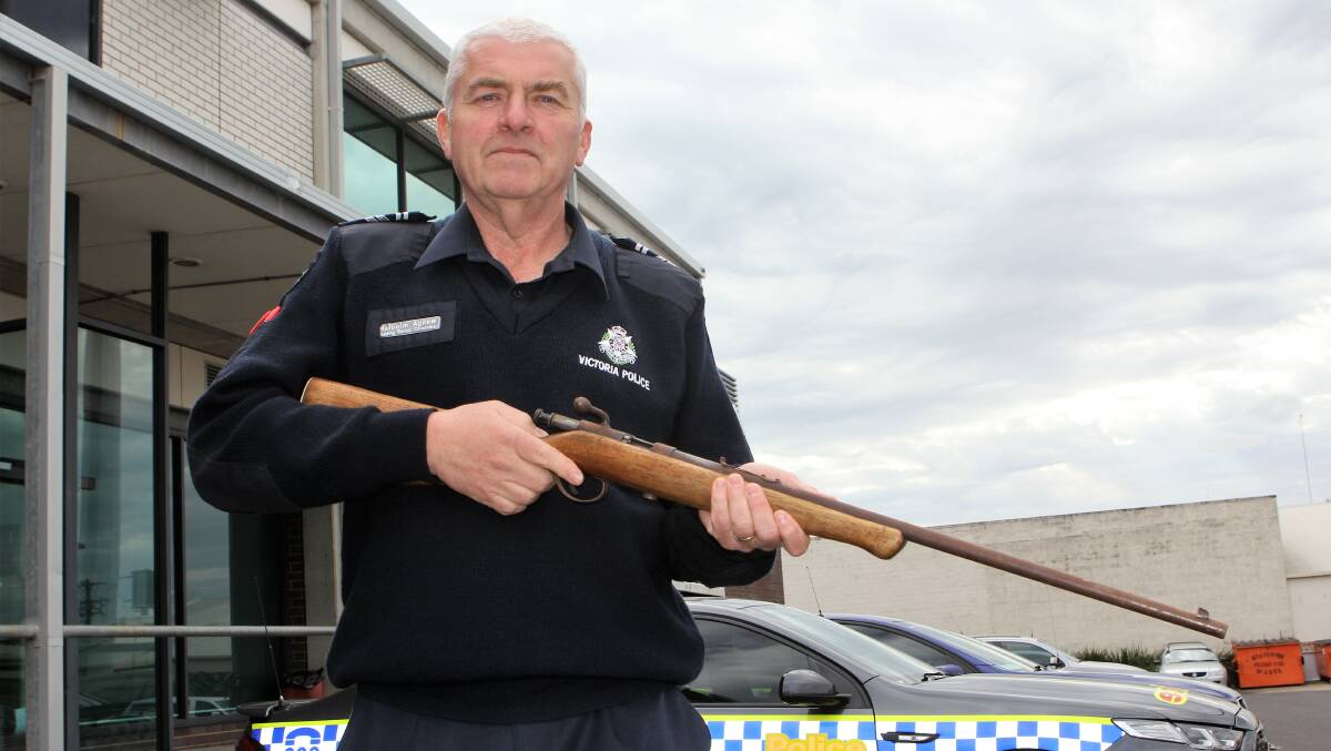 AMNESTY: Leading Senior Constable Mal Agnew, of Warrnambool police, is encouraging residents to hand in any unregistered firearms during the nation wide amnesty. Picture: Anthony Brady