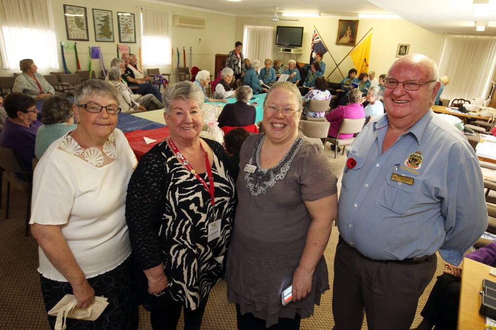  Social: Sharon Patton, Yvonne Dowie, Department of Veterans' Affairs' Kim St Clair and Warrnambool RSL president John Miles at the Veterans' Health Week event. Picture: Rob Gunstone