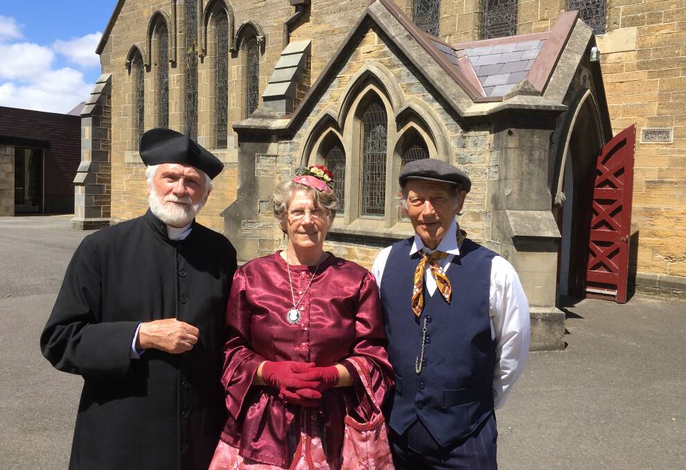Walking historians: Friends of Flagstaff Hill volunteers Ron Sproston and Carole and Bryan O'Meara share information about Warrnambool history hot spots on a new tour. Picture: Madeleine McNeil