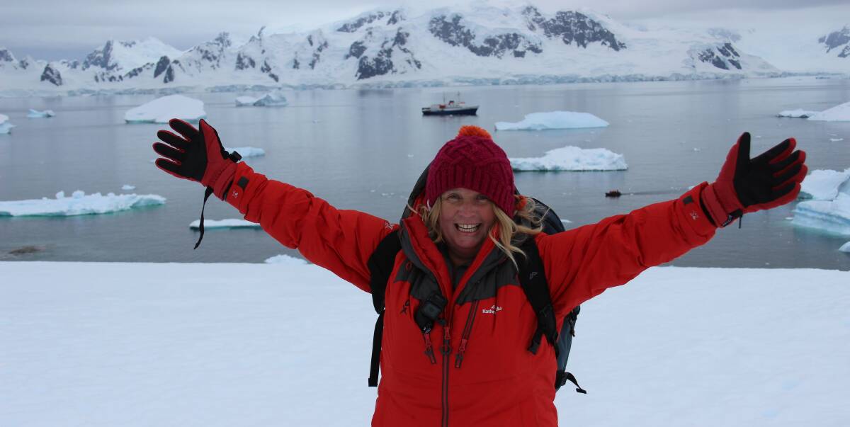 Explorer: Port Fairy science teacher Tracey Gray at Portal Point, Antarctica Peninsula. She was one of 78 female scientists chosen worldwide to participate in a science education program. 