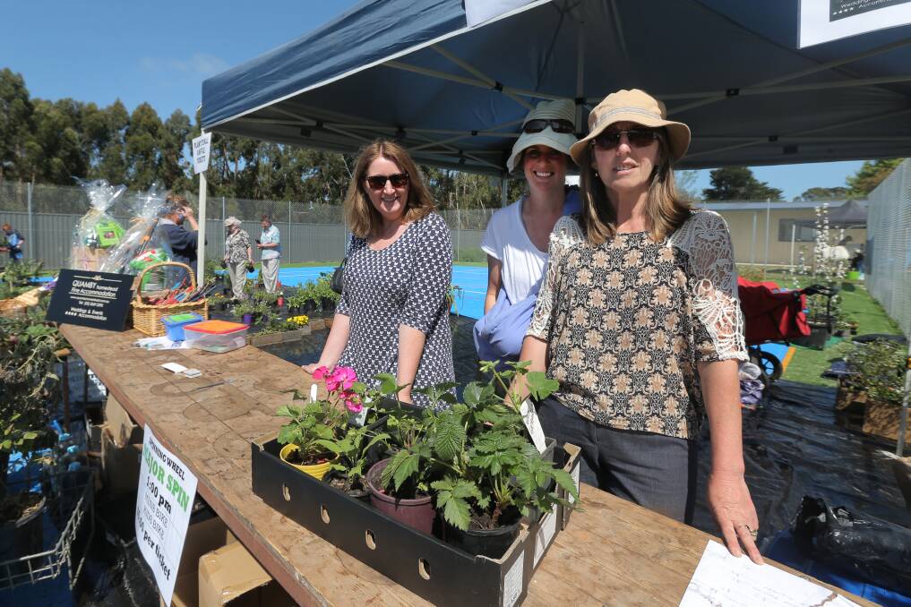 Fresh: Cath Woodard, Sal Banks and Dianne Ashworth at the 2015 Woolsthorpe Country Fair plant sale which will be operating again this year.