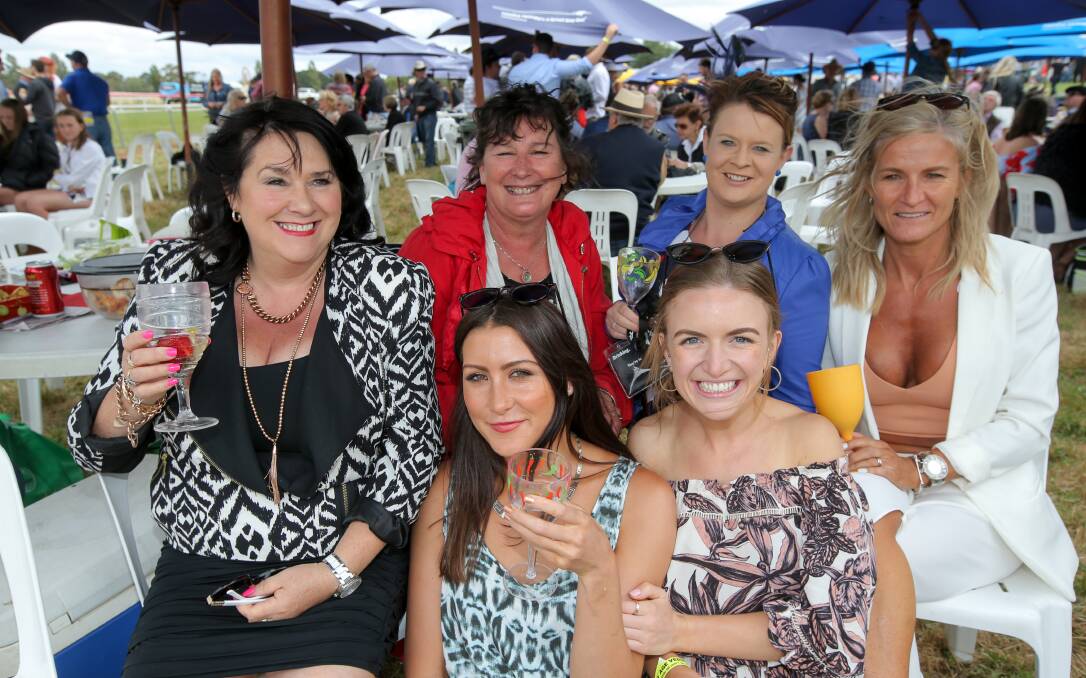 Racing: Sandra Drake, Vicki Gleeson, Shay Gleeson, Kathryn Milron, Bethany Moncrieff and Katie Row catch up at the Camperdown Cup.