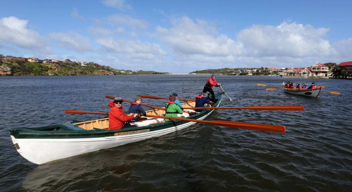 Row your boat: Warrnambool and Port Fairy whaleboat and skiff crews showcased their skills prior to a come and try day next month. Picture: Rob Gunstone