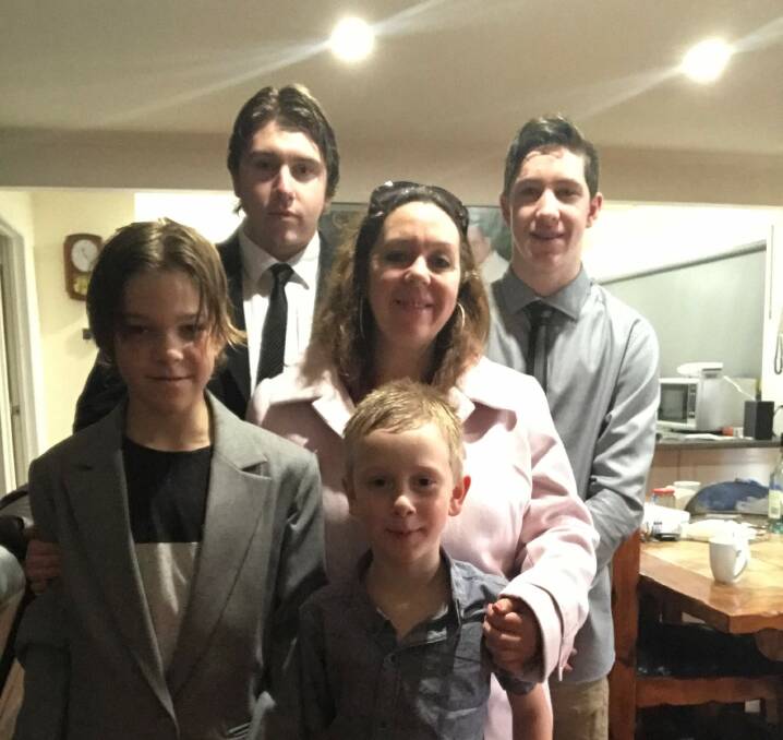Supportive: Warrnambool's Michele Featherby with her sons Luke, 19, Jack, 16, Rylie, 11, and Max, 6.  
