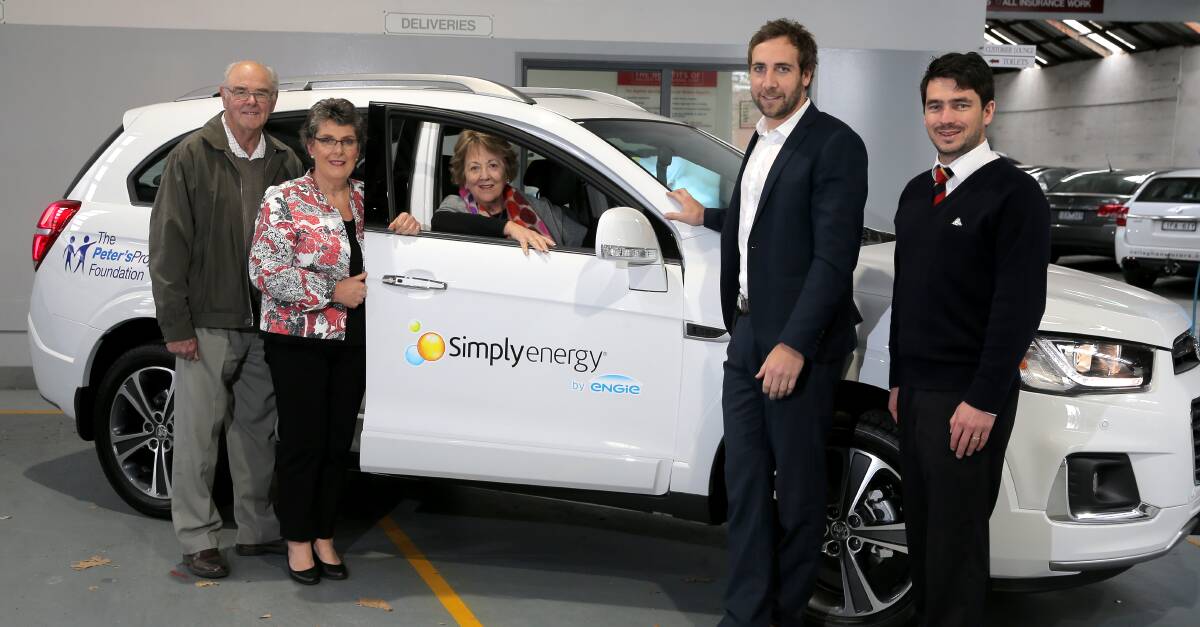 On the move: Vern Robson, Vicki Jellie and Glenys Phillpot, Epworth's Liam Jukes and Callaghan Motors' Steve Levett, with the new patient transport car. Picture: Rob Gunstone 