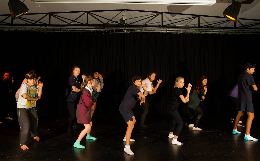 Tradition: Warrnambool College students practise ahead of Friday's Bangarra Dance Theatre Australia performance. Picture: Rob Gunstone