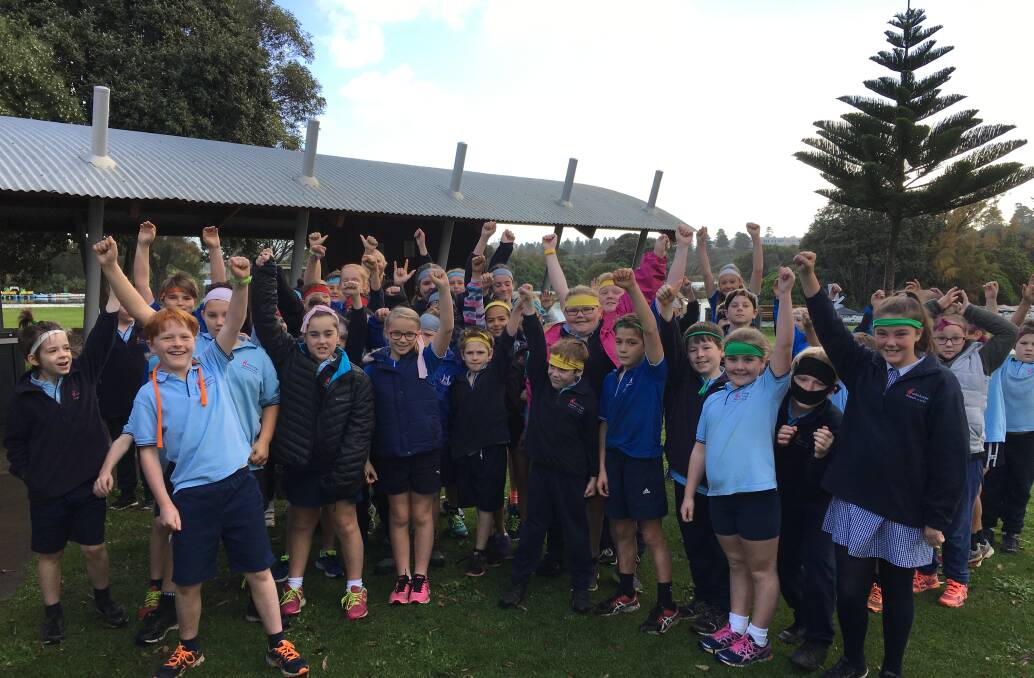 Ready: Woolsthorpe Primary School students prepare for the Amazing Race as part of Education Week on Wednesday. Picture: Madeleine McNeil