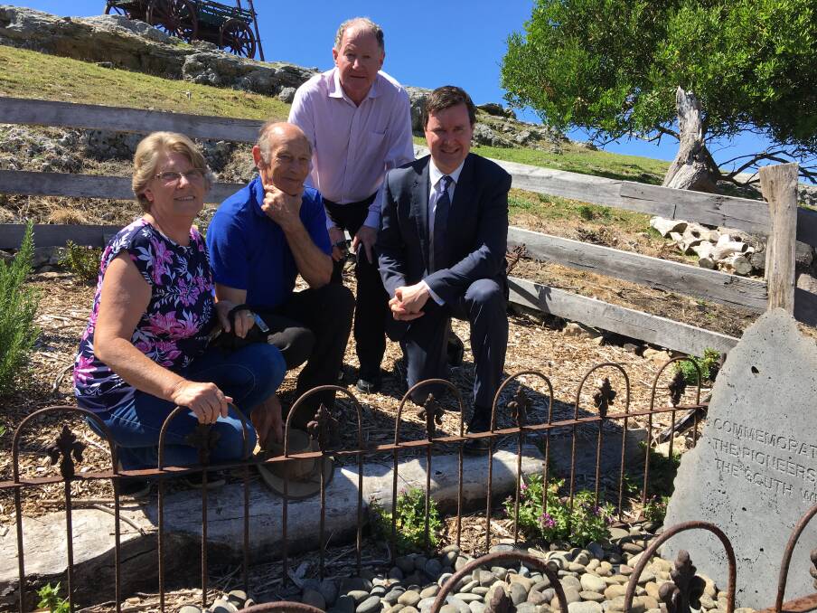 Team work: Friends of Flagstaff Hill members Carole and Brian O'Meara with Father John Fitzgerald and Warrnambool City Council director of city growth Andrew Paton in the commemorative garden. Picture: Madeleine McNeil