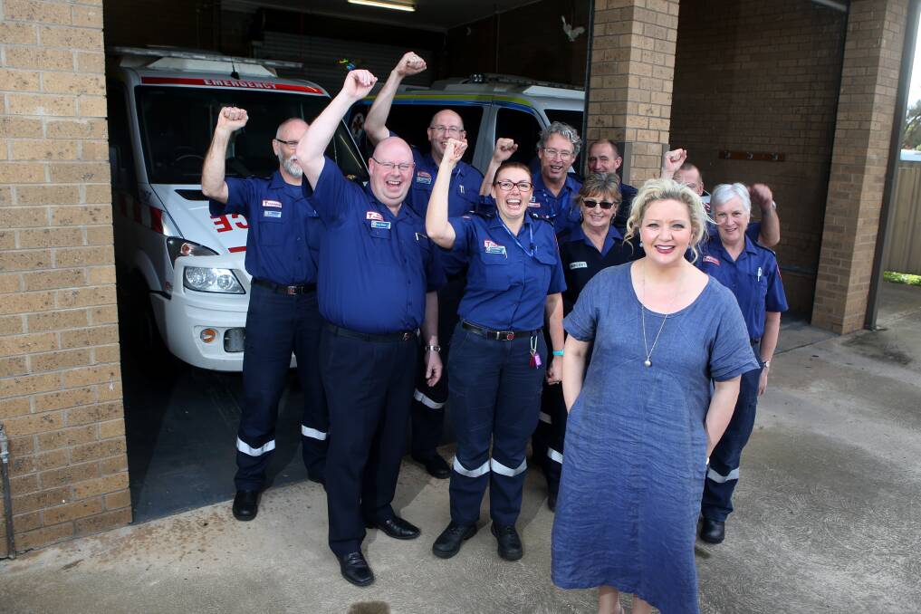 New home: Health and Ambulance Services minister Jill Hennessy at the Port Fairy ambulance station when she announced funding for new stations at Port Fairy and Terang in May last year. Ambulance Victoria are preparing a tender for construction of the new station, to be co-located at Moyne Health Services, which will go out early next year. Picture: Amy Paton