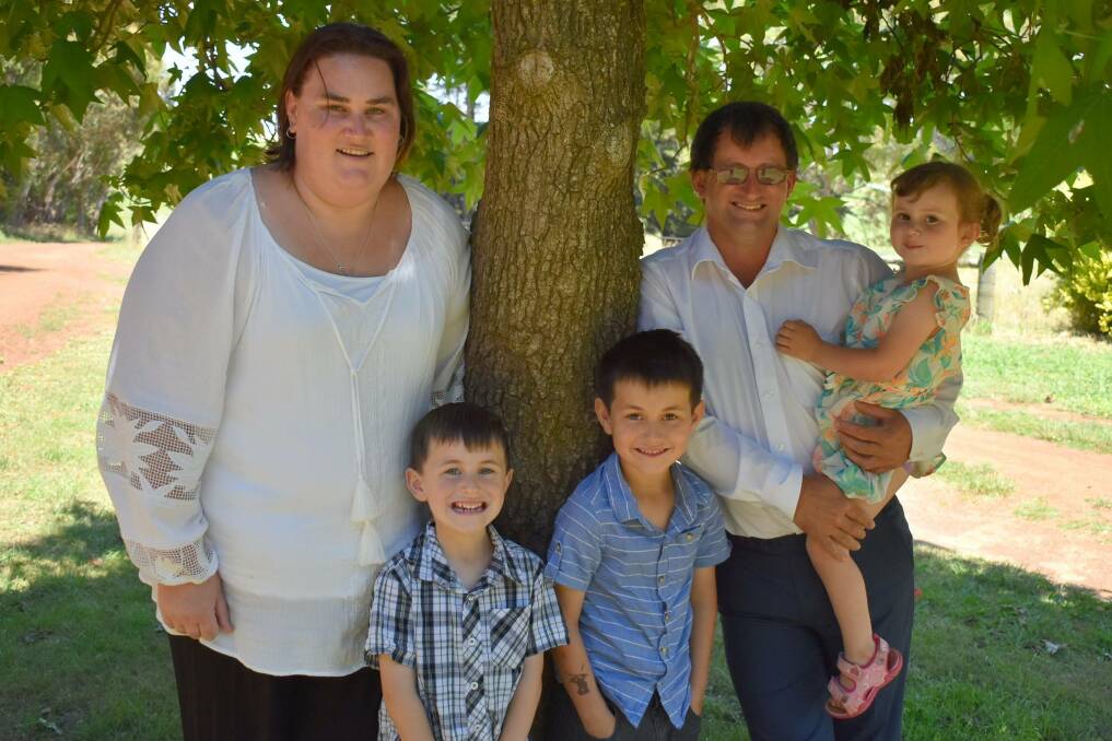 Boorcan's Melissa and Phillip Meade with their children Zac, 4, Luke, 6, and Skye, 3,  are finding it hard to meet their children's education costs. 