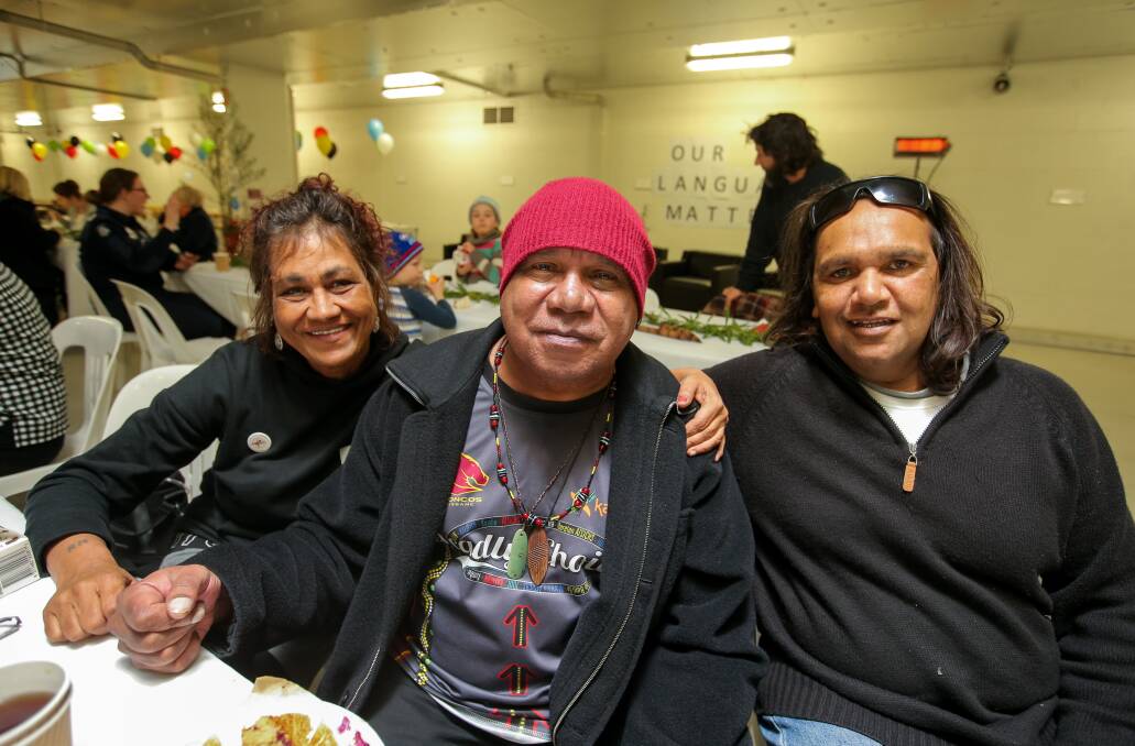 Family: Tracy Roach, Archie Roach, and David Lovett attended the South West Healthcare NAIDOC Week lunch. Picture: Rob Gunstone