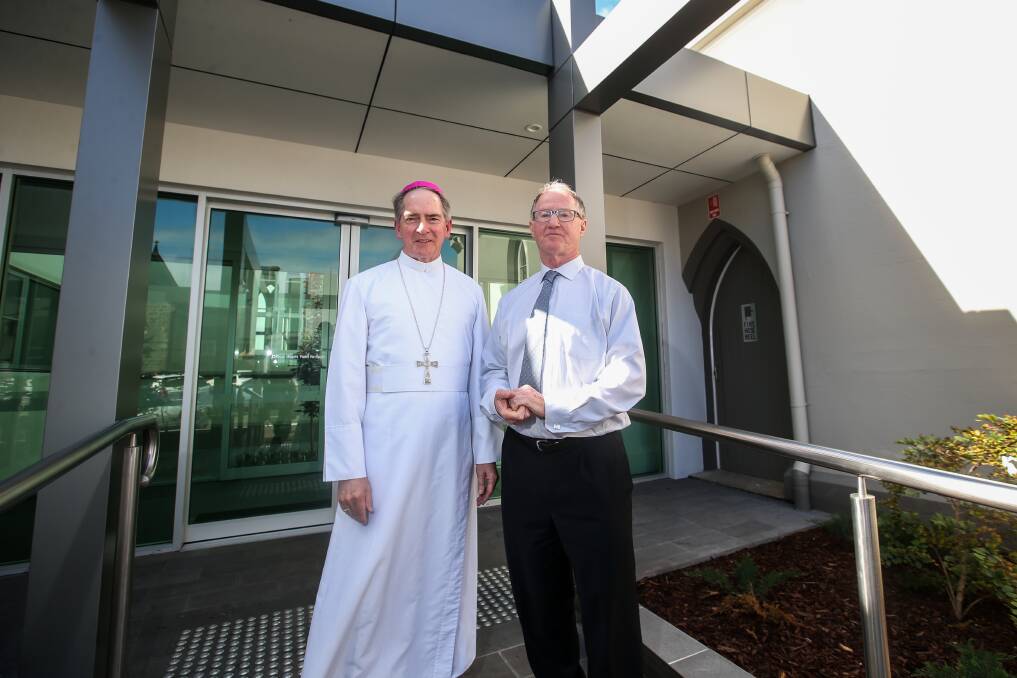 Reflections: Ballarat diocese Bishop Paul Bird with St Joseph's Warrnambool parish priest John Fitzgerald. Bishop Bird has written to all parishes and schools in the diocese this month to highlight Pope Francis' marriage views.

