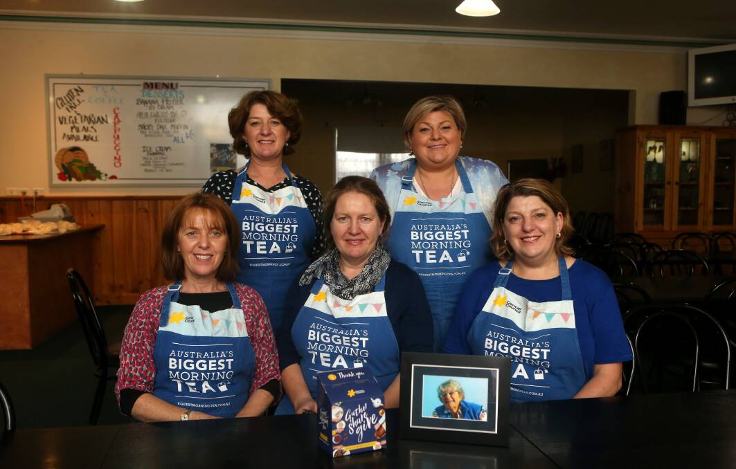 Family tradition: Koroit Australia's Biggest Morning Tea organisers (back) Donna Daly, Liz Noonan, (front) Trish Kelly, Mary Kelly and Angela Kelly. The sisters host the morning tea in memory of their mum Josie Kelly who organised the event for 22 years. Picture: Amy Paton
