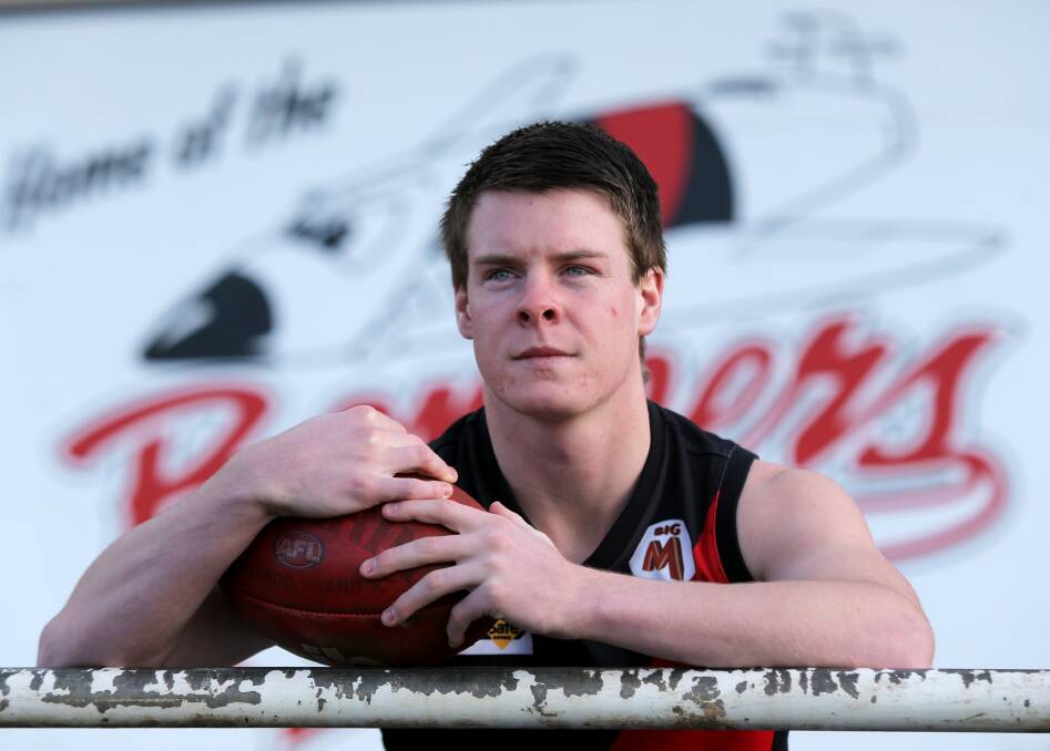 RED AND BLACK: Cobden teennager Jono Benallack is enjoying a stint in the Bombers' midfield. Picture: Rob Gunstone 