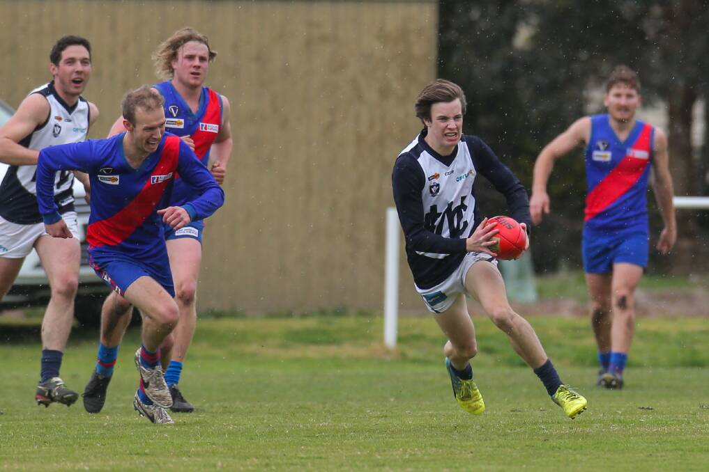 A STAR ON THE RISE: Blue Austin Steere kicked 11 goals from 13 senior matches in 2017. He was named the Hampden league's rising star. Picture: Rob Gunstone