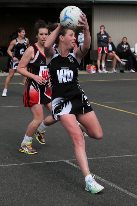 DOUBLE CHANCE: Camperdown wing defence Emily Stephens looks for an option as she gathers the ball against Koroit. The Pies' win helped them finished third on a congested Hampden A grade ladder. Picture: Rob Gunstone