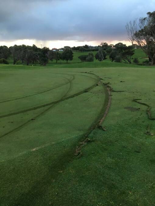 TYRE MARKS: Warrnambool Golf Club's 11th green was damaged overnight.