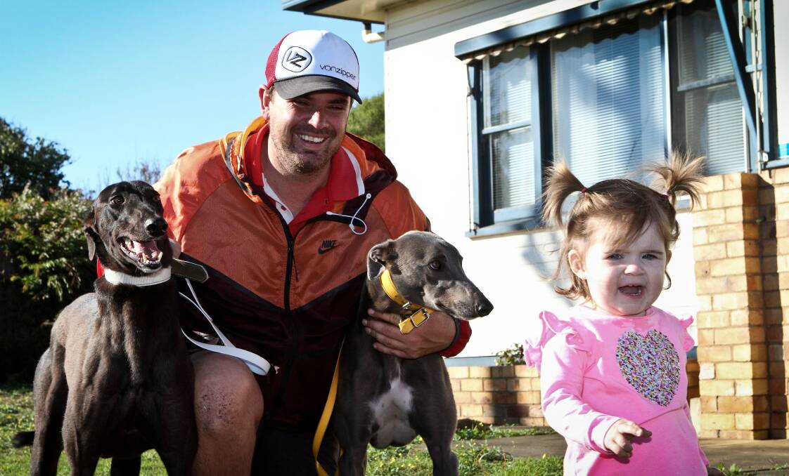 CUP CHANCE: Dennington trainer Dustin Drew, pictured with his daughter Evie, is hoping for a successful Warrnambool Cup.