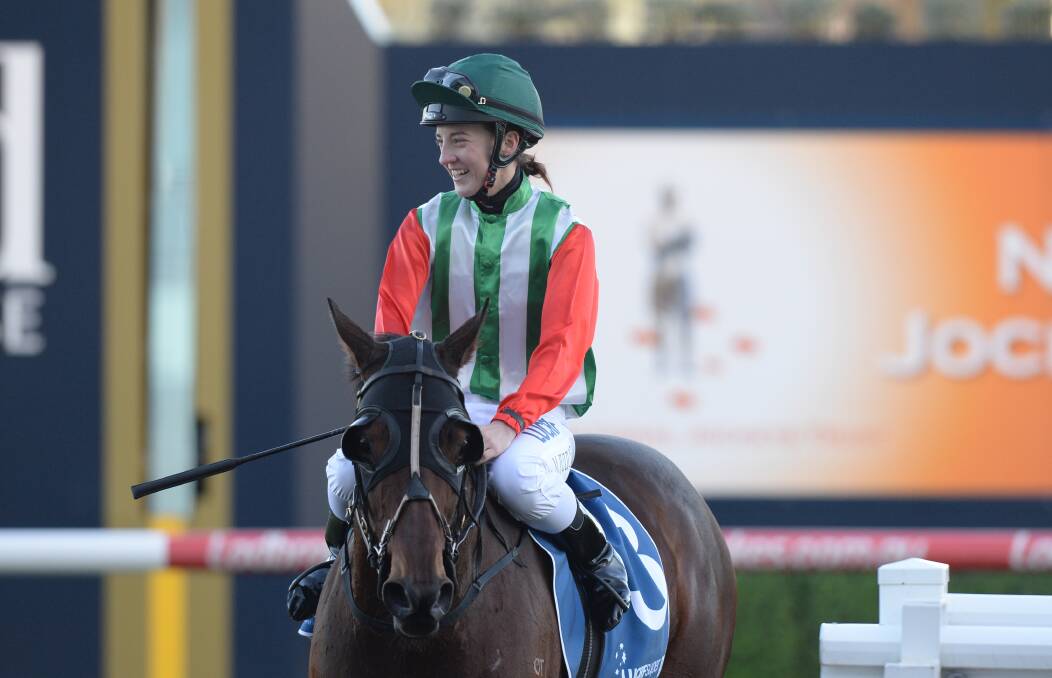 ALL SMILES: Warrnambool apprentice jockey Melissa Julius won her first metropolitan race on Saturday aboard Forgeress at Caulfield. Picture: Getty Images