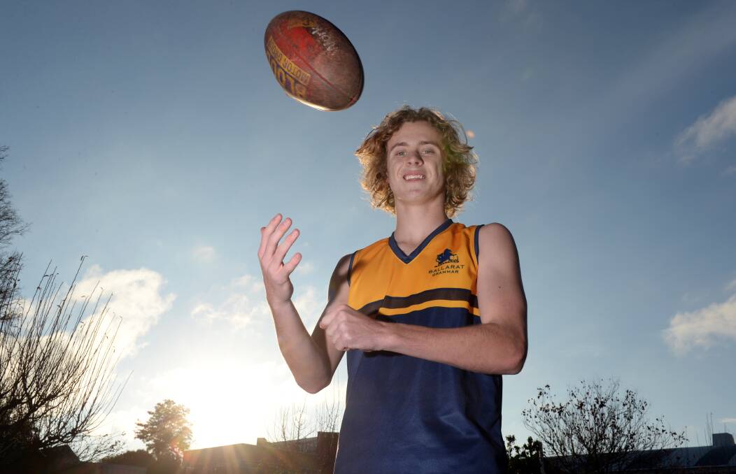 BLUE SKIES AHEAD: Koroit footballer Connor Hinkley, who attends Ballarat Grammar, is hoping to make his mark on the field. Picture: Kate Healy