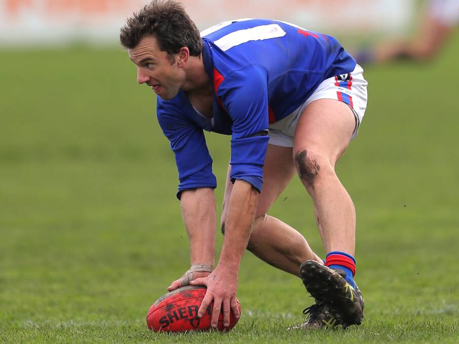 MIDFIELD JOB: Terang Mortlake's Nathan Jones looks for an option against Koroit on Saturday. Picture: Amy Paton