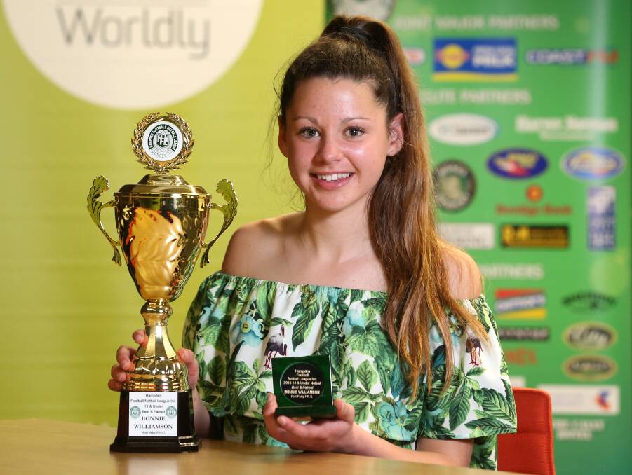 ALL SMILES: Port Fairy goal defence Bonnie Williamson won the Hampden 13 and under best and fairest with 38 votes.