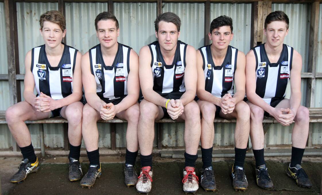 RISING STARS: Camperdown's Riley Arnold, 18, Lachlan Bone, 17, Tyler Fowler, 17, Henry Bradshaw, 16 and Henry Green, 17. Picture: Amy Paton