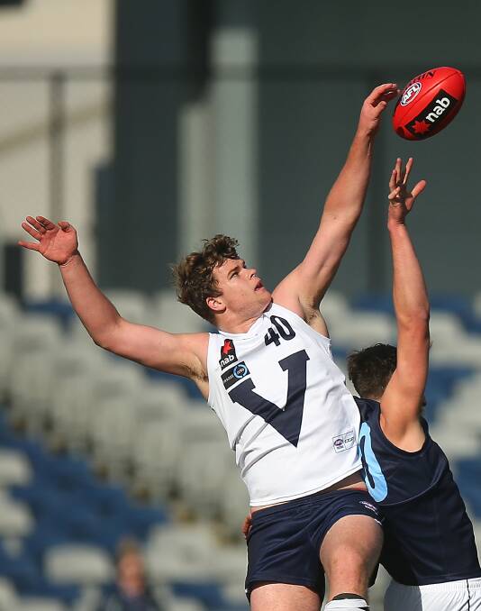 OLD-SCHOOL RUCKMAN: Cobden export Sean Darcy, who shone for Vic Country and earned a call-up to the AFL combine, is a draft contender. Picture: Getty Images