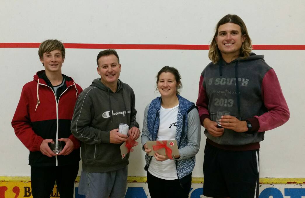 MAD MONDAY: The Reubens' Ollie Bridgewater, Penny Gunner, Jason Bilson and Jackson Fary, along with the absent Ash Walker, won the Monday squash grand final.
