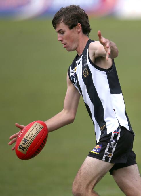 STEADY: Camperdown defender Matt Field was a key cog in the Magpies' steadfast back six against Terang Mortlake on Saturday. Picture: Amy Paton