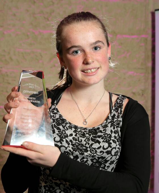 DISABILITY AWARD: Terang track and field star Caytlyn Sharp, 14, were recognised for her achievements.
