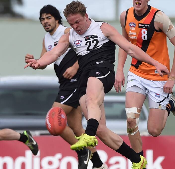 ON THE ATTACK: North Ballarat Rebels midfielder Tom Templeton - a Portland export - in action against Calder Cannons on Saturday. The Rebels are excited to be part of another TAC Cup finals campaign. Picture: Ballarat Courier