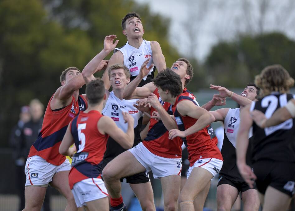 CLIMBING TO THE TOP: Rowan Marshall's strong performances for VFL club North Ballarat Roosters have caught the attention of AFL recruiters. Picture: Dylan Burns